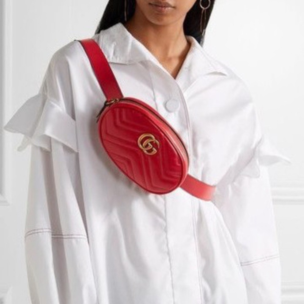 Gucci small marmont matelassé belt bag size 85